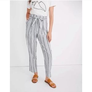 NWT Madewell Linen Paperbag Stripe Pants - 8